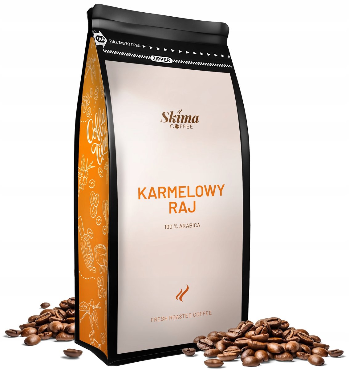 Kawa ziarnista 1kg KARMELOWY RAJ 100% ARABICA Świeża do ekspresu
