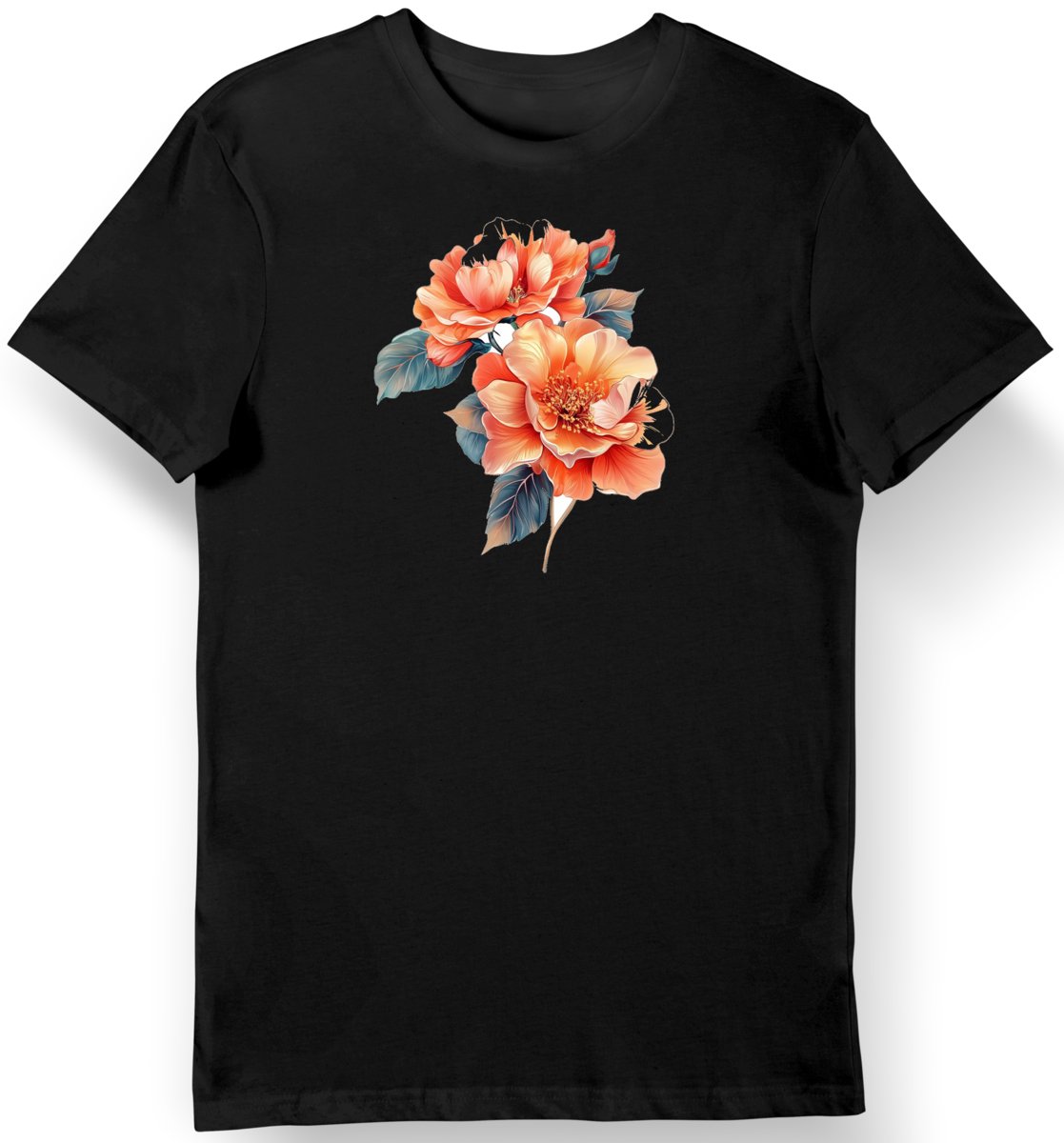 Koszulka męska czarna - Romantyczny Kwiat Hana Yori w stylu anime 2XL