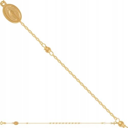 Złota Bransoletka Różaniec 585 1.60 g, 19.00 cm Rodium