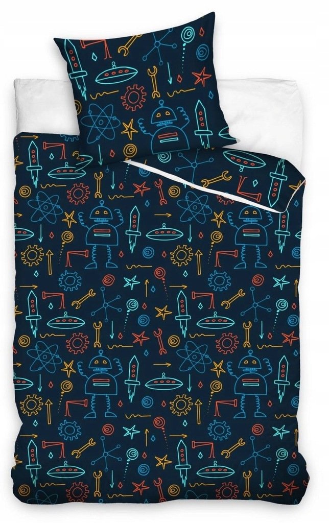 POŚCIEL bawełniana ROBOTY 160x200 cm NAUKA