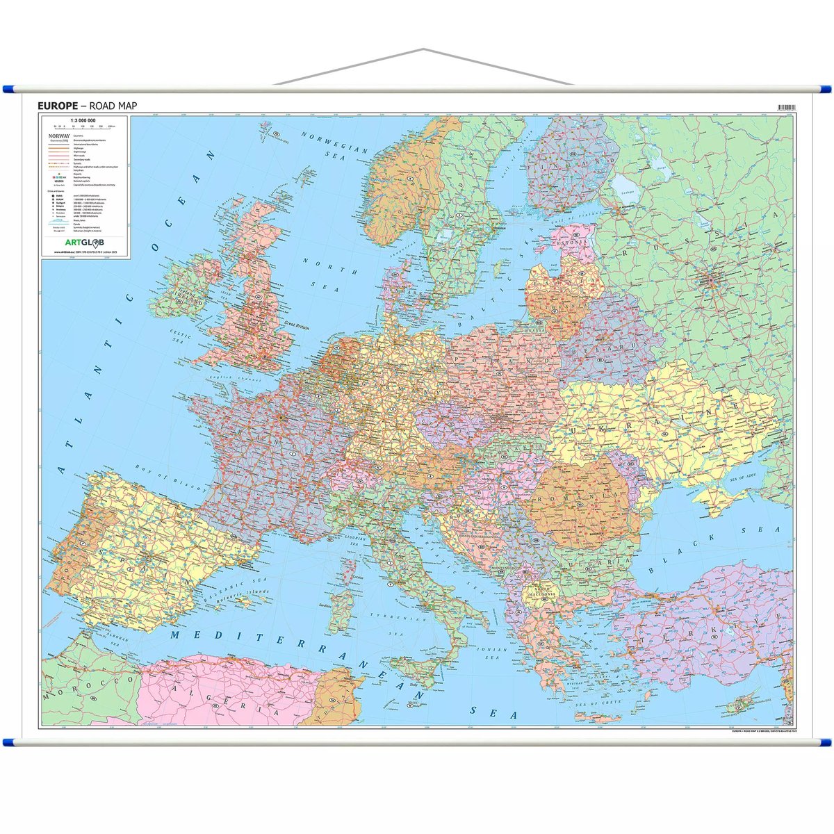 Europa. Mapa ścienna drogowa. Wersja angielska