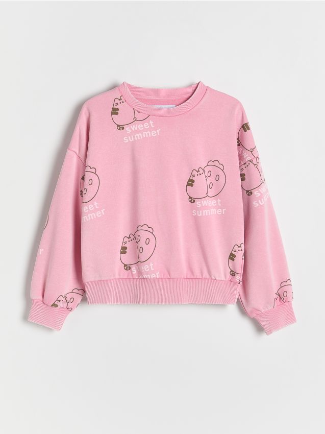 Reserved - Bluza z nadrukiem Pusheen - fioletowy
