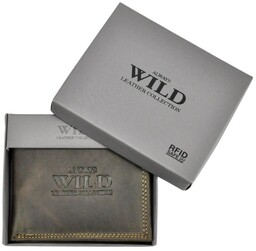 Portfel Męski Skórzany ALWAYS WILD Skóra Licowa Mały Poziomy RFID N0035-CHM/8700 BRĄZOWY 10 x 9 x 2 [cm]