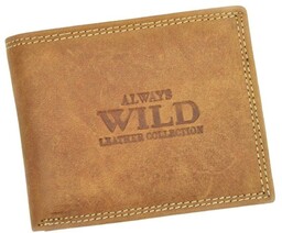 Portfel Męski Skórzany ALWAYS WILD Skóra Licowa Mały Poziomy RFID N0035-CHM/8717 KONIAKOWY 10 x 9 x 2 [cm]