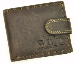 Portfel Męski Skórzany ALWAYS WILD Skóra Licowa Mały Poziomy Z Zapięciem RFID N0035L-CHM/8731 BRĄZOWY 10,5 x 9 x 2 [cm]
