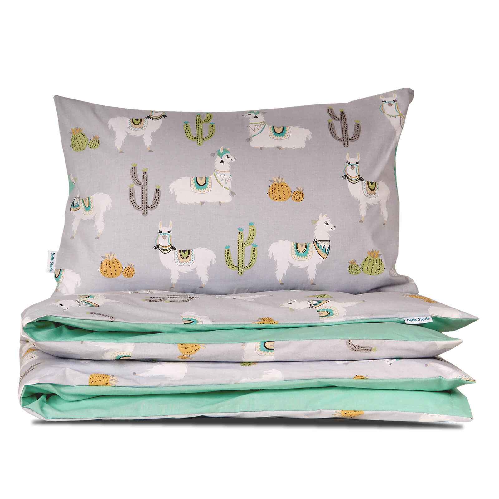 Pościel 100x160 szara Lamy w krainie kaktusów