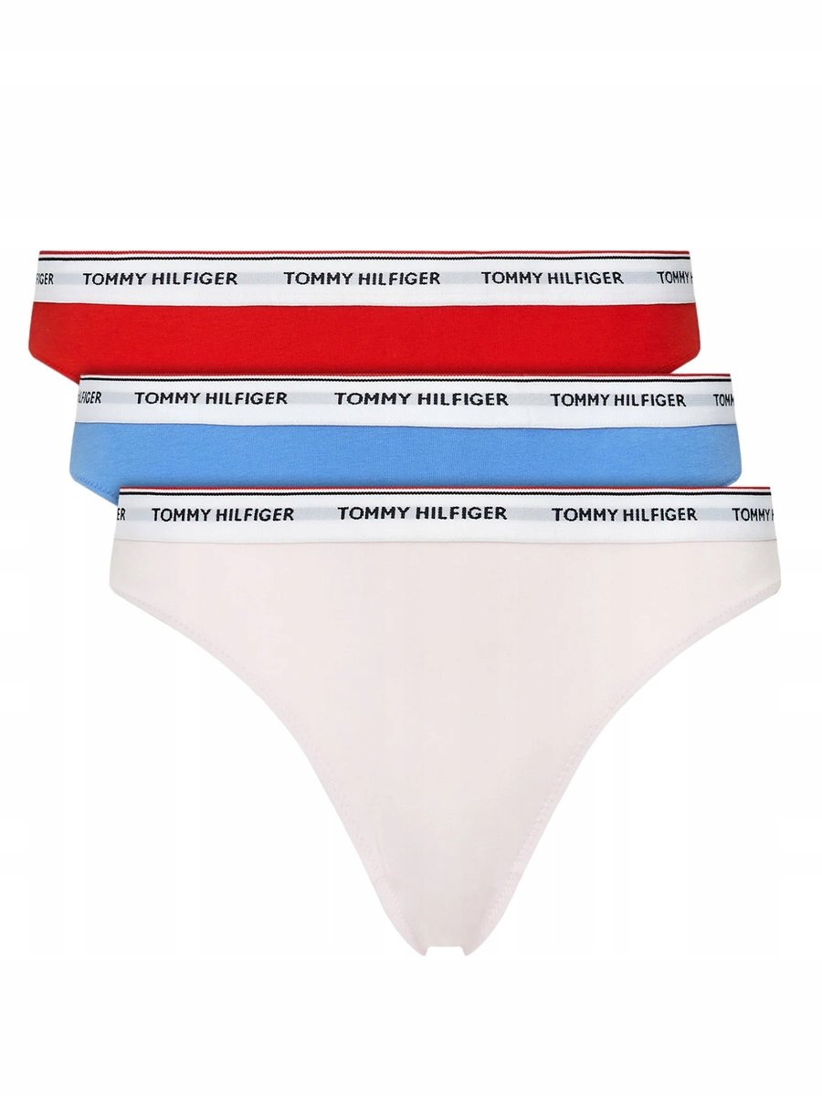 Tommy Hilfiger Bikini Damskie Majtki 3P Czerwone/Niebieskie/Różowe R.S