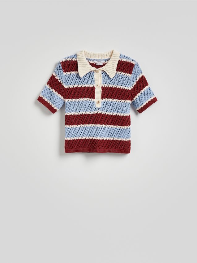 Reserved - Dzianinowa bluzka polo - wielobarwny
