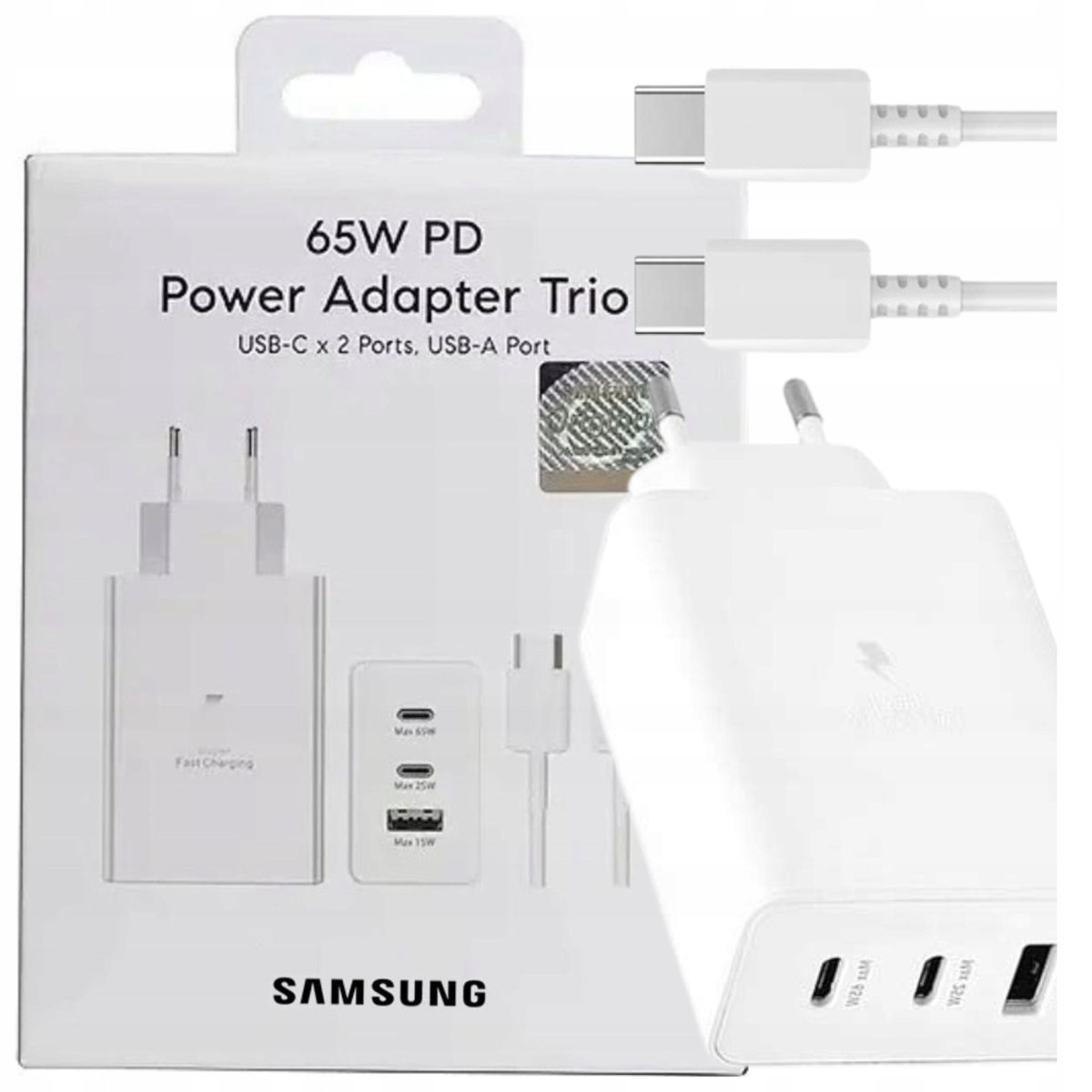 Oryginalna Ładowarka Samsung 65W Trio +kabel biała Hit