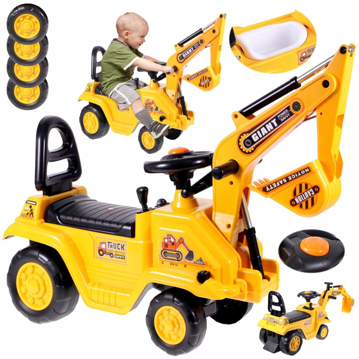 NOCNIK DLA DZIECKA UKRYTY POD SIEDZENIEM KOPARKA JEŹDZIK