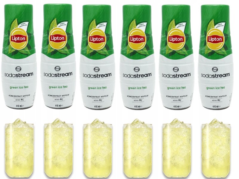 6x SYROP SODASTREAM LIPTON GREEN ICE TEA DO SATURATORA 9L NAPOJU z 440ml