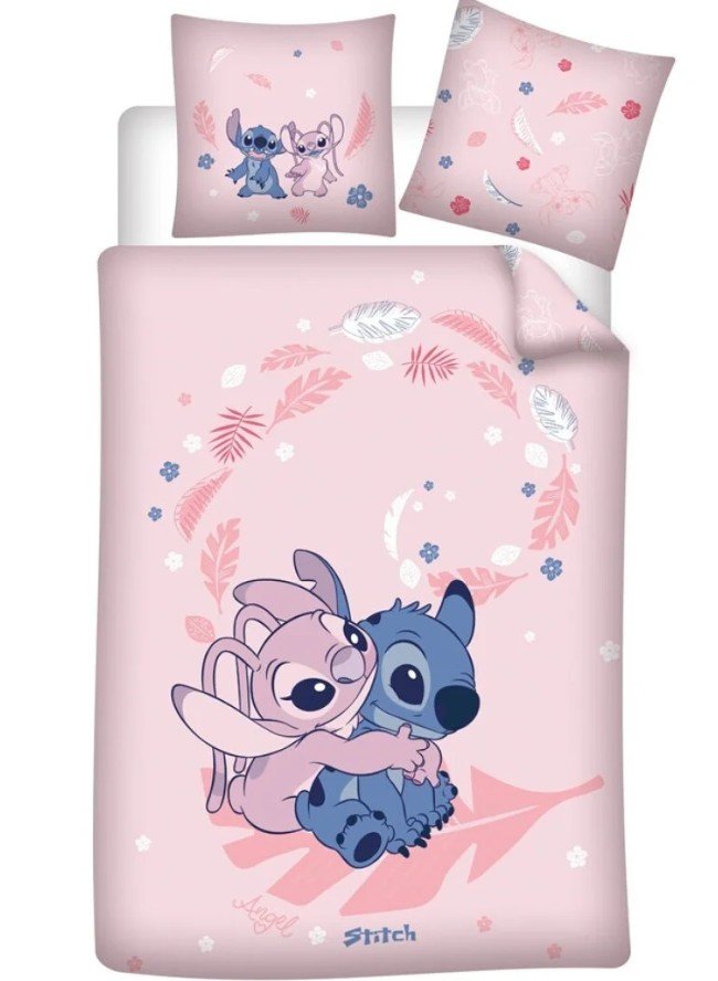 disney pościel 140x200 cm 63x63 cm stitch i angel poduszka prześcieradło
