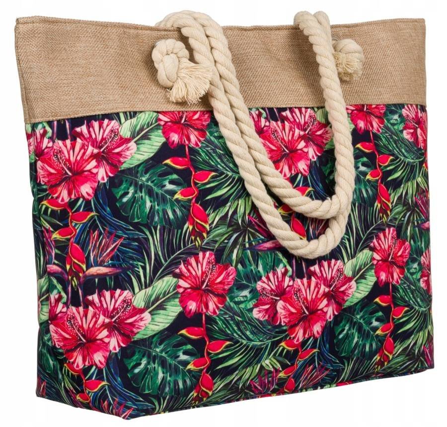 Pojemna shopperka damska z wytrzymałego poliestru