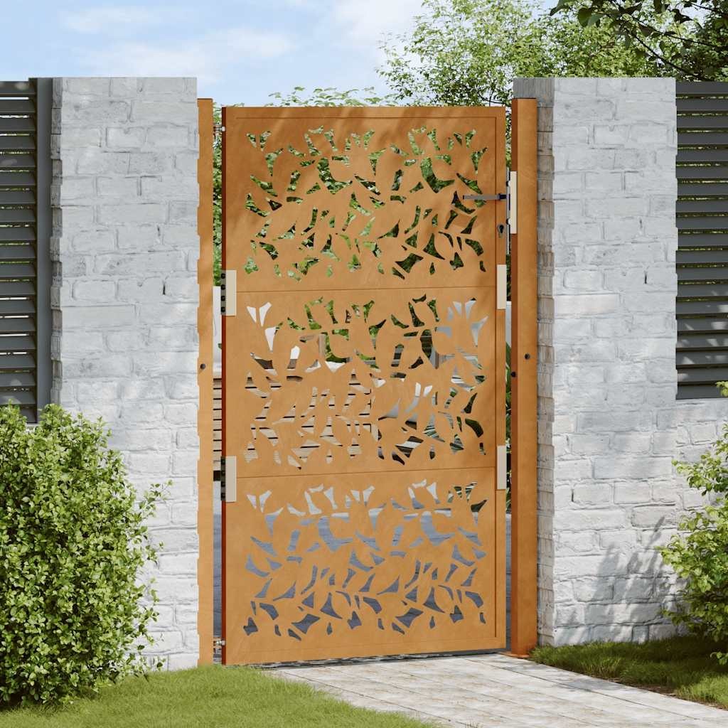 Lumarko Brama ogrodowa 105x155 cm Stal nierdzewna Wzór liścia