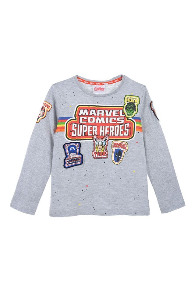 Bluzka z długim rękawem, dla chłopca, Marvel, Avengers, kolor szary, bawełna, poliester, rozmiar 128 cm