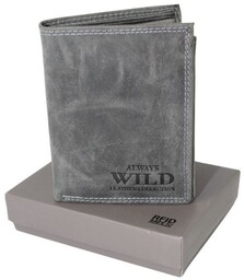 Portfel Męski Skórzany ALWAYS WILD Skóra Licowa Duży Pionowy Dwa Skrzydełka RFID N4-P-CHM 0983 CZARNY 13 x 10 x 2 [cm]