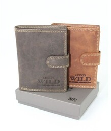 Portfel Męski Skórzany ALWAYS WILD Skóra Licowa Duży Pionowy Z Zapięciem RIFD N4L-CHM 13 x 10 x 2 [cm]