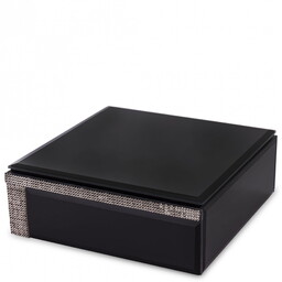 Szkatułka kasetka na biżuterię szklana glamour czarna 6x16x16cm 169281