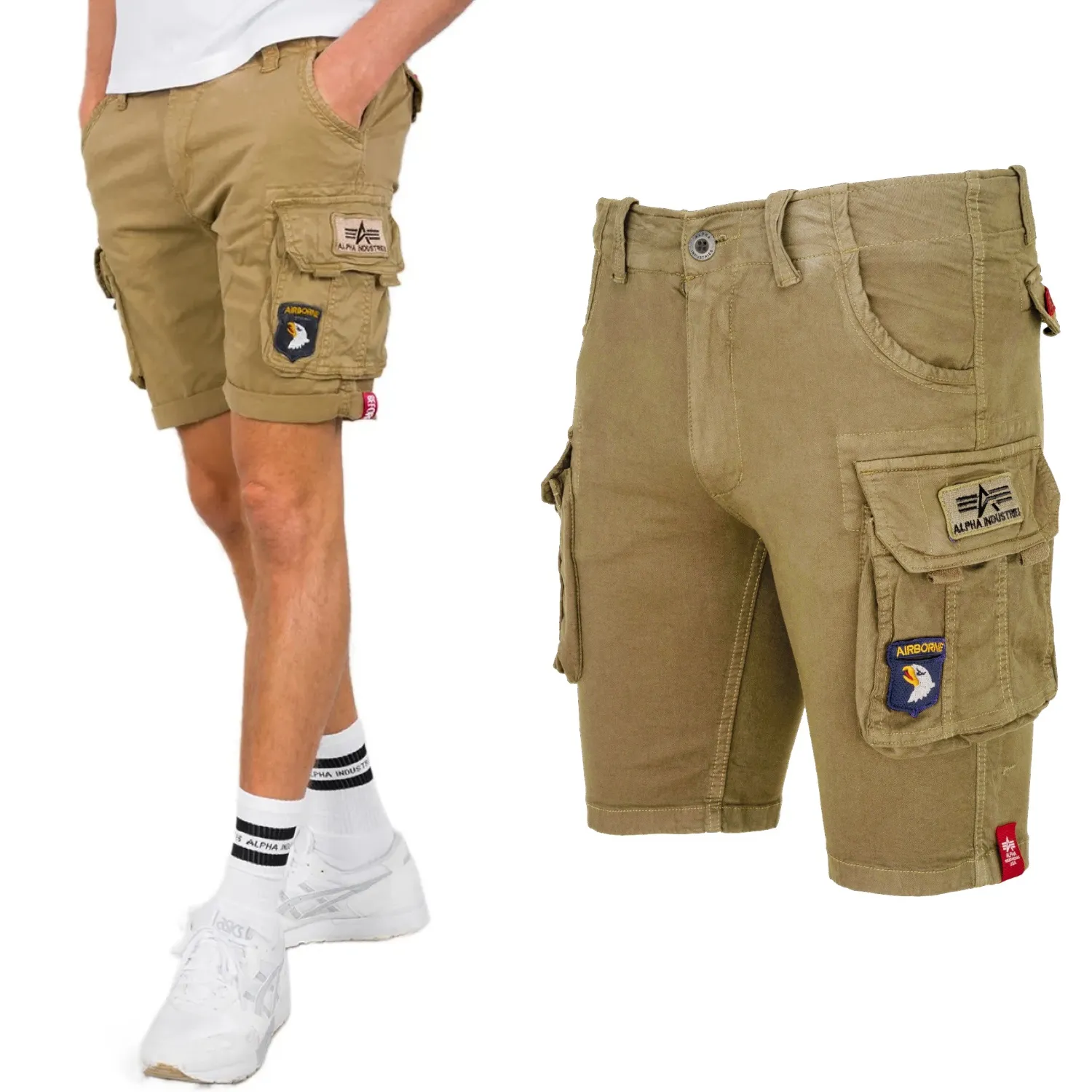Spodenki Alpha Industries Crew Short Patch 186209 14 - Piaskowe  36