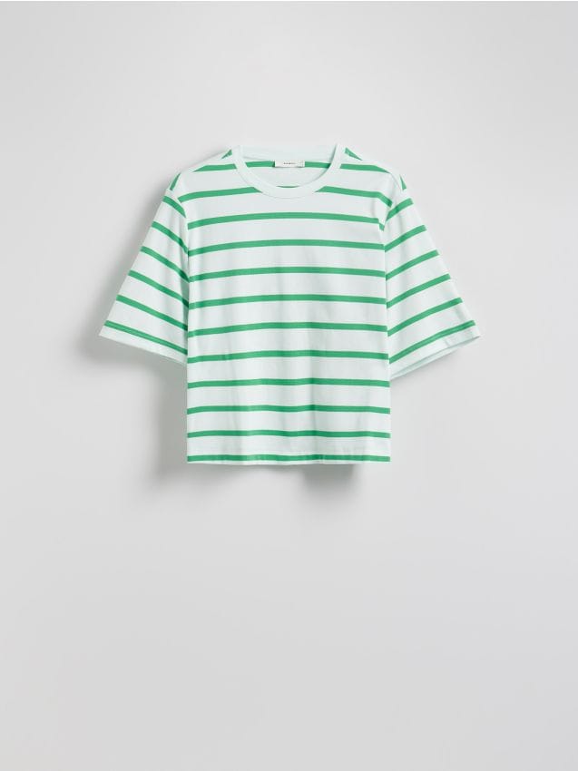 Reserved - T-shirt regular w paski - jasnoniebieski
