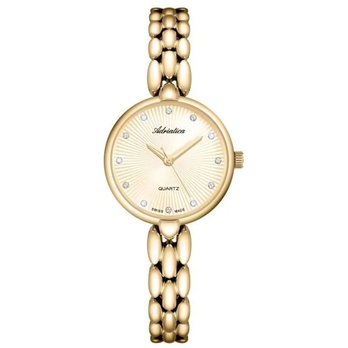 Adriatica zegarek damski złoty Classic z kryształkami A3788.1141Q