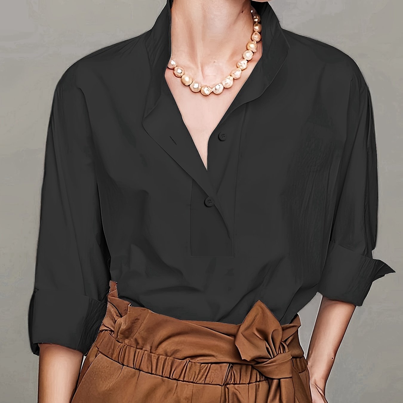 TEMU Elegancka i Modna Bluzka Damska, Wiosenno-Letnia Bluzka z Krótkim Rękawem