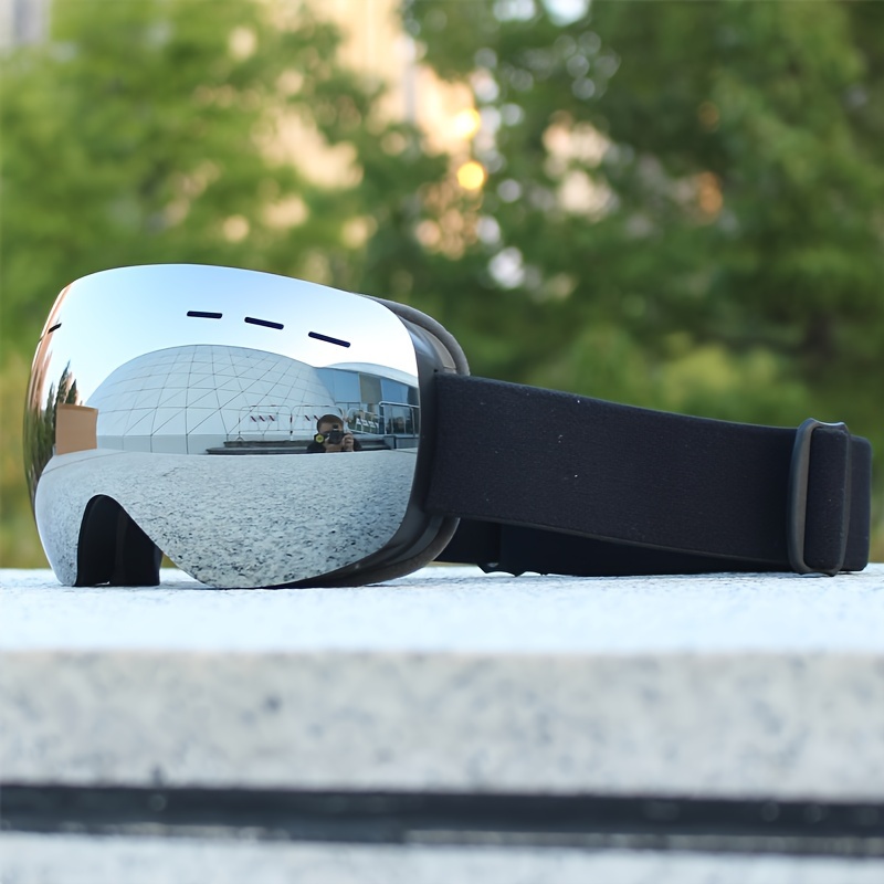 TEMU Podwójne Gogle Antyzamgławiające do Narciarstwa i Snowboardingu dla Mężczyzn i Kobiet - Duża Ramka, Lustrzane Soczewki, Materiał PC, Mieszane