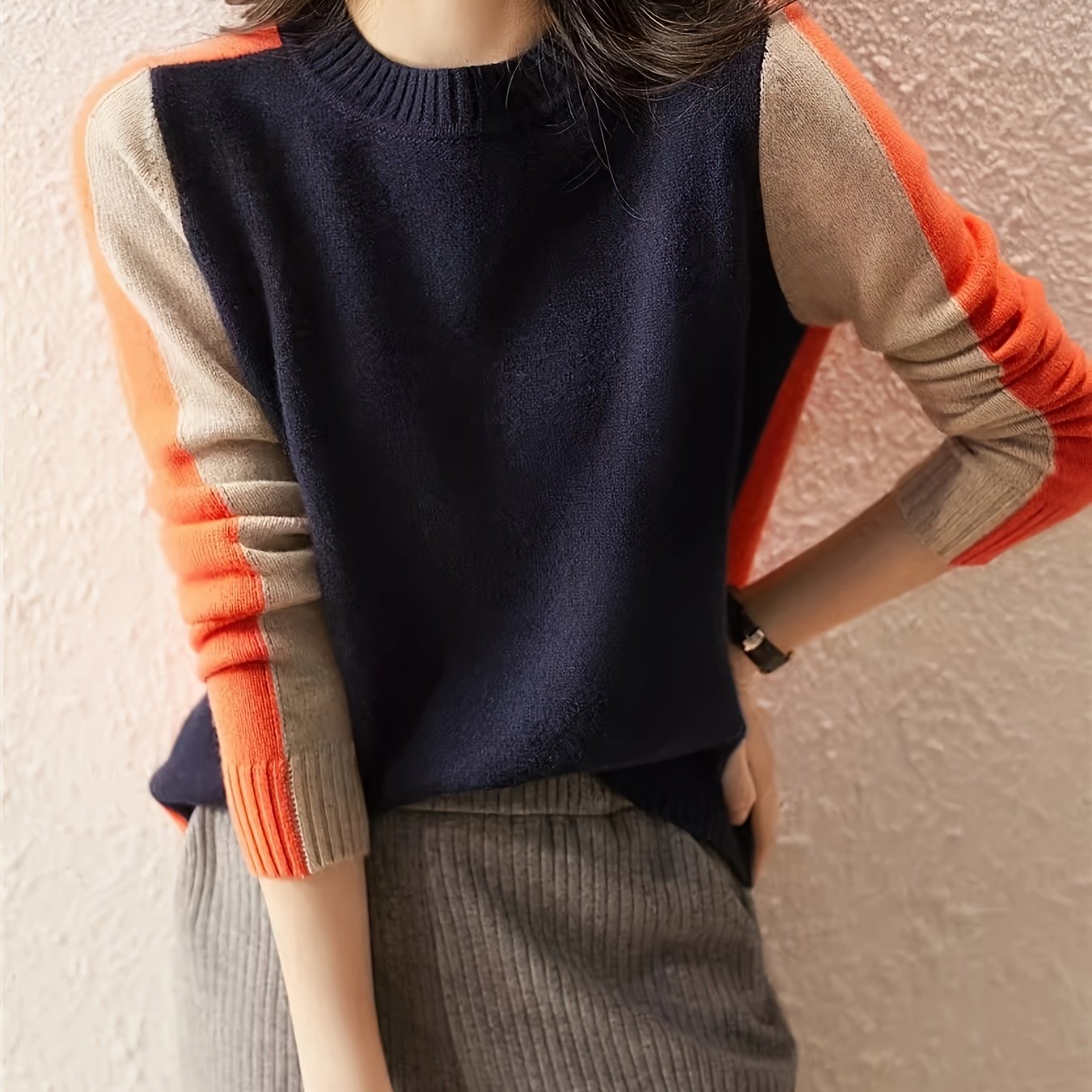 TEMU Damski kardigan sweter w nowym stylu na wiosnę i jesień 2024, dopasowany krój, bluzka z długim rękawem, krótki krój