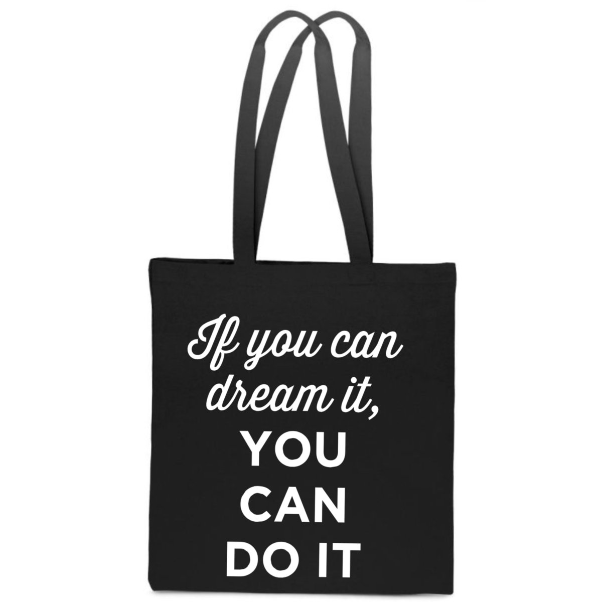 EKO TORBA Bawełniana MARZENIA DREAM YOU CAN DO IT na zakupy czarna TT_196