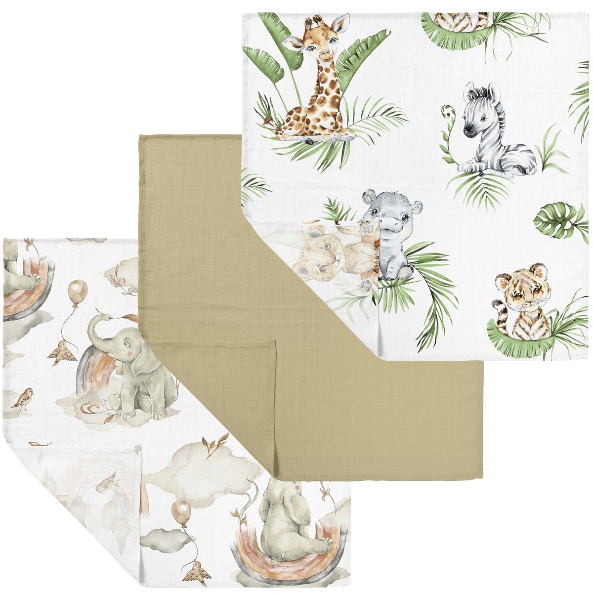 PIELUSZKI ULEWAJKI MUŚLINOWE 30 x 30 cm BAWEŁNA 3 SZTUK PRODUKT POLSKI