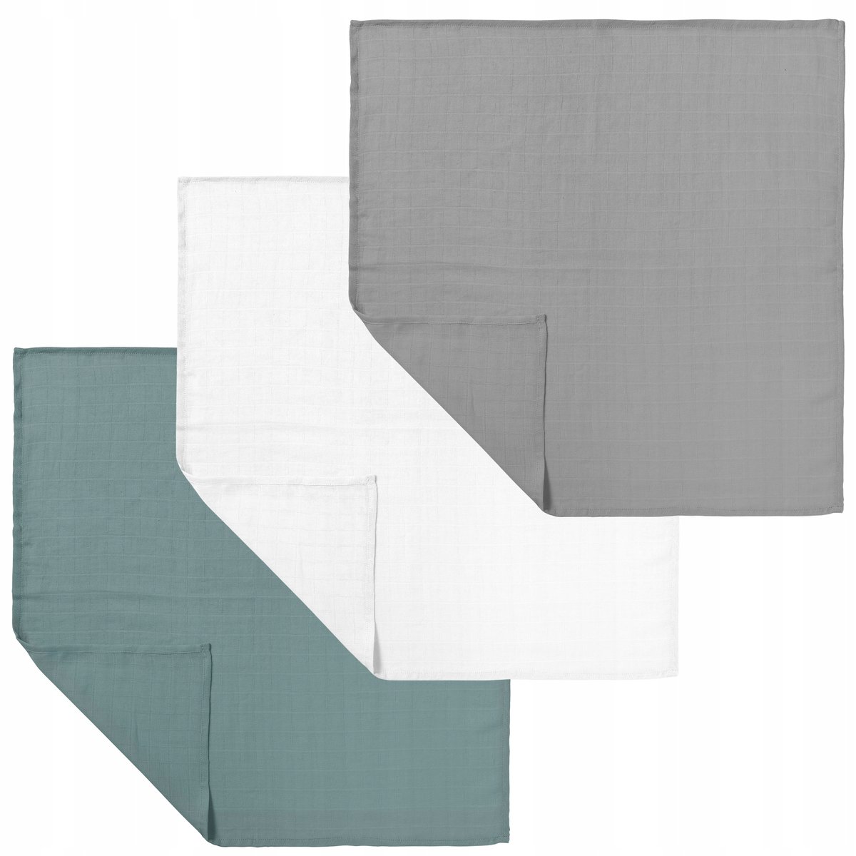 PIELUSZKI ULEWAJKI MUŚLINOWE 30 x 30 cm BAWEŁNA 3 SZTUK PRODUKT POLSKI