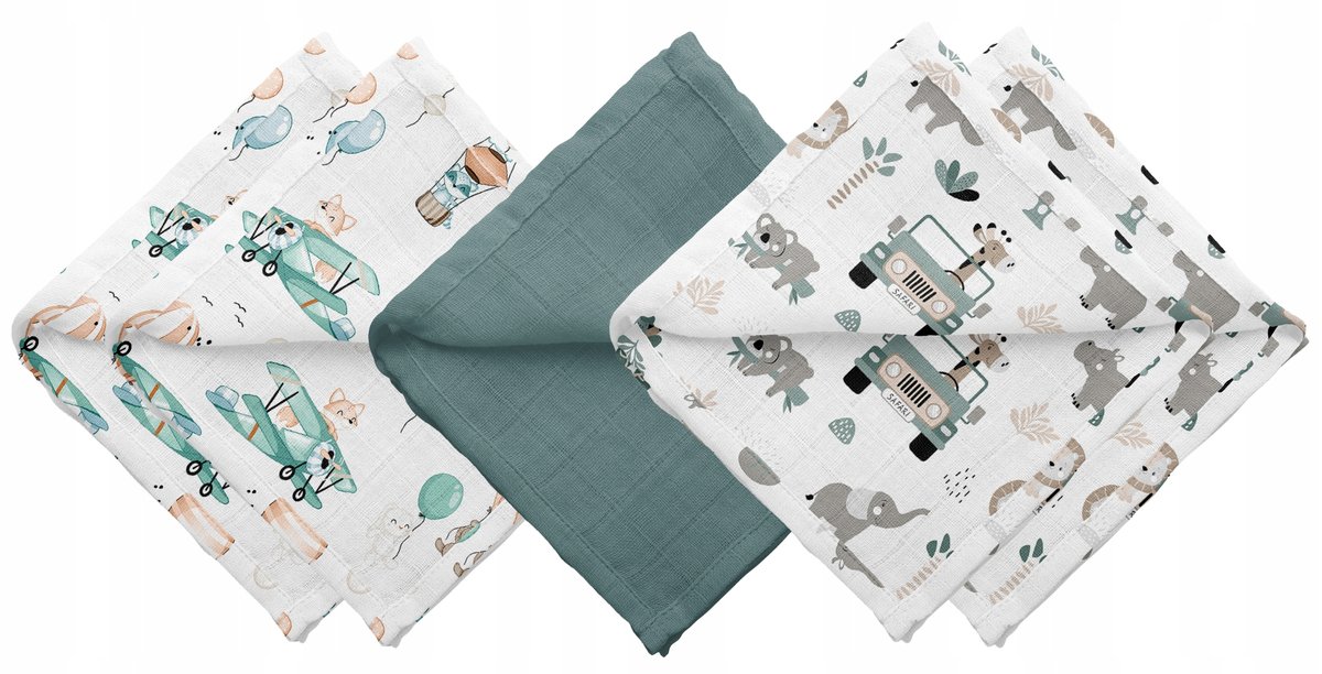 PIELUSZKI ULEWAJKI MUŚLINOWE 38 x 38 cm BAWEŁNA 5 SZTUK PRODUKT POLSKI