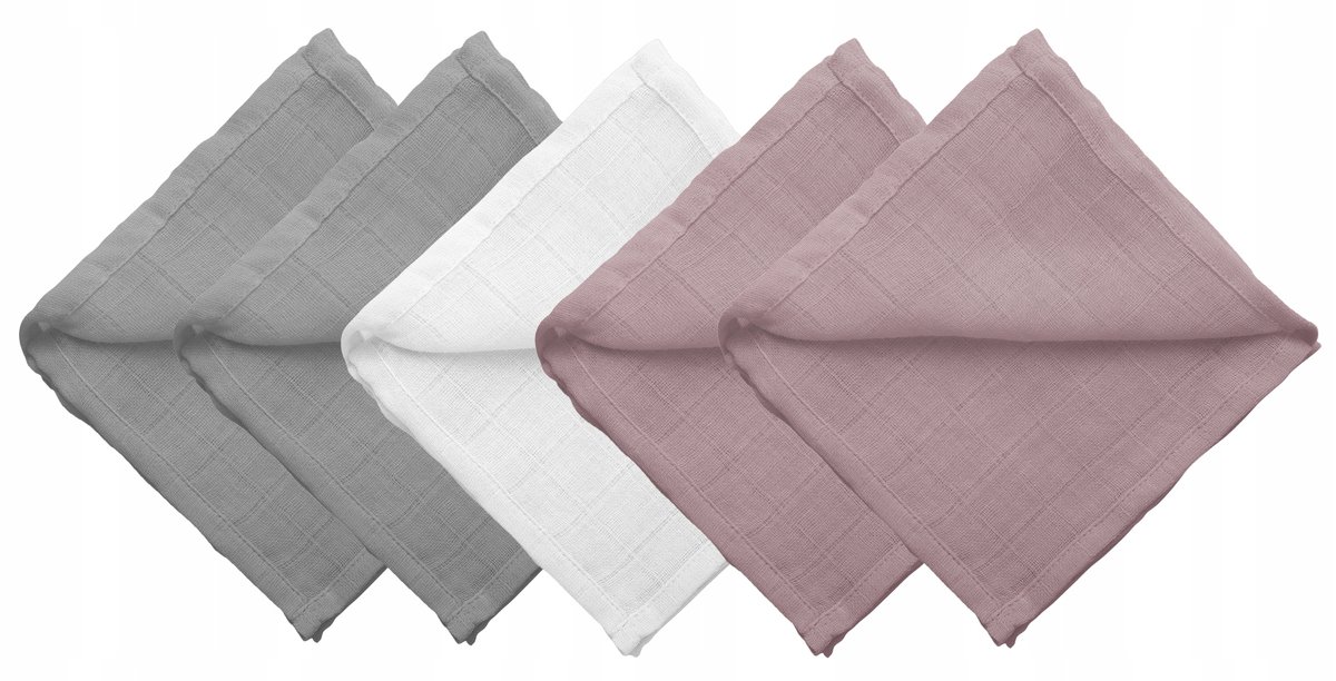 PIELUSZKI ULEWAJKI MUŚLINOWE 38 x 38 cm BAWEŁNA 5 SZTUK PRODUKT POLSKI