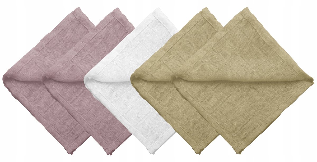 PIELUSZKI ULEWAJKI MUŚLINOWE 38 x 38 cm BAWEŁNA 5 SZTUK PRODUKT POLSKI