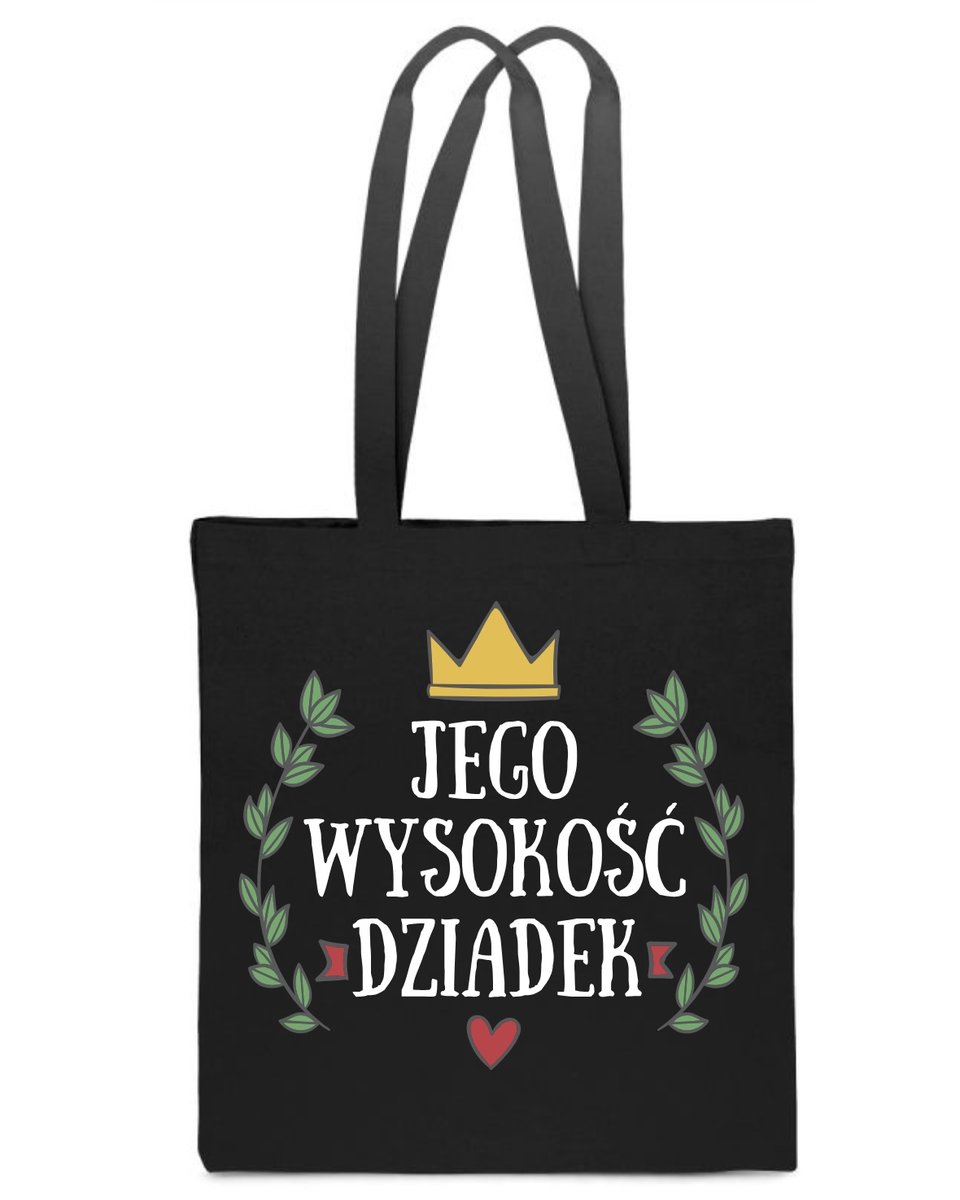 EKO TORBA Bawełna czarna prezent dla Dzień Dziadka WYSOKOŚĆ DZIADEK TT_397