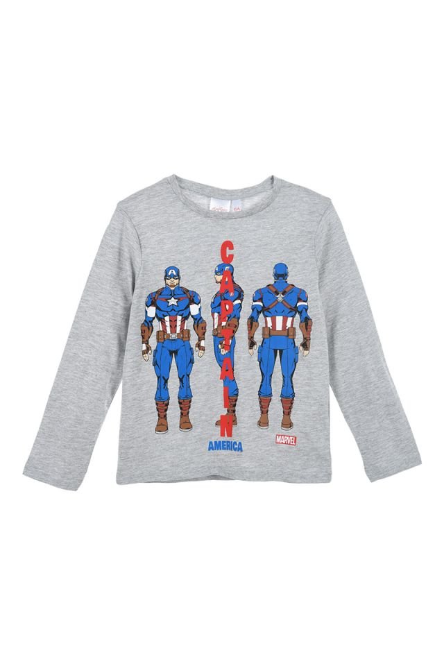 Bluzka dla chłopca, długi rękaw, Avengers, Kapitan Ameryka, Marvel, bawełna, wiskoza, kolor szary, rozmiar 128 cm