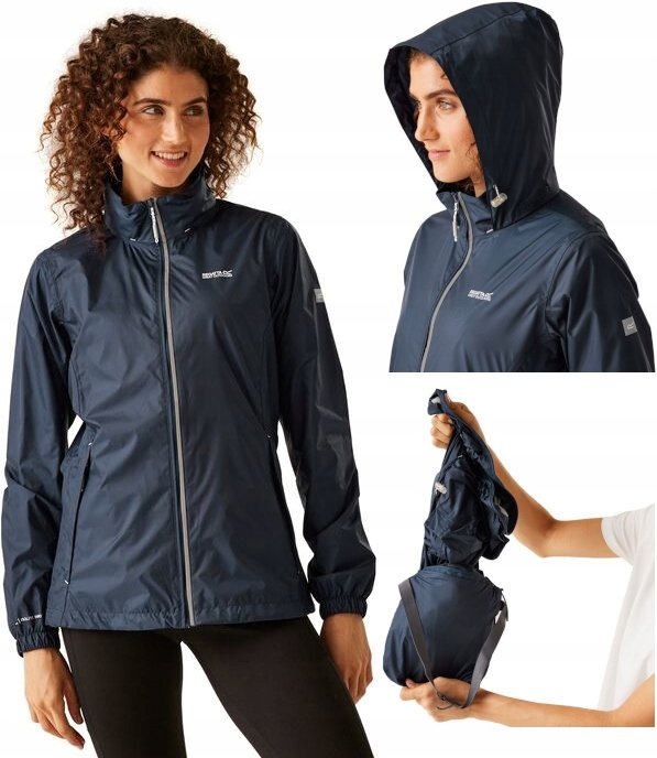 Damska kurtka przeciwdeszczowa z kapturem Regatta RWW304 540 granatowy S