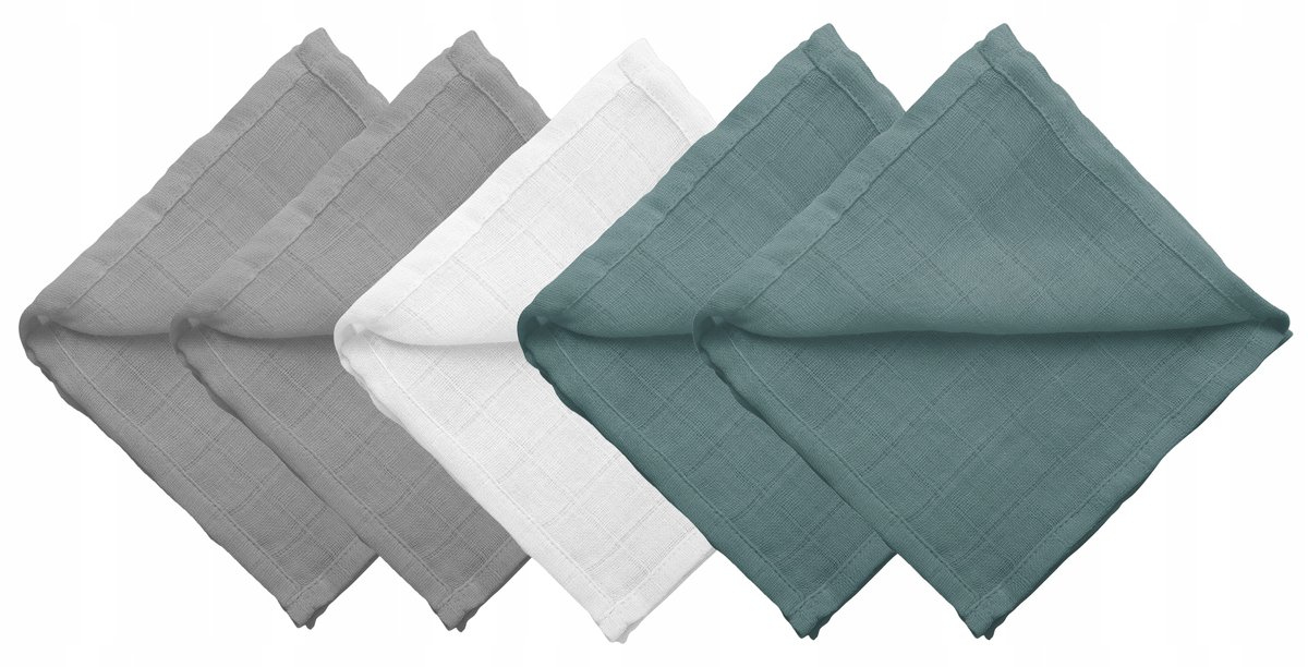 PIELUSZKI ULEWAJKI MUŚLINOWE 38 x 38 cm BAWEŁNA 5 SZTUK PRODUKT POLSKI