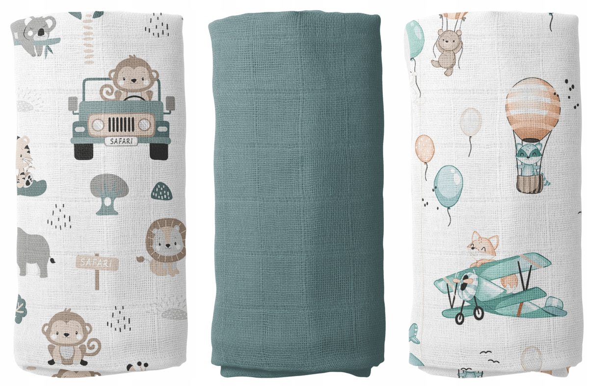 PIELUCHY MUŚLINOWE PIELUSZKI PREMIUM ZESTAW 3szt 60x75cm PRODUKT POLSKI