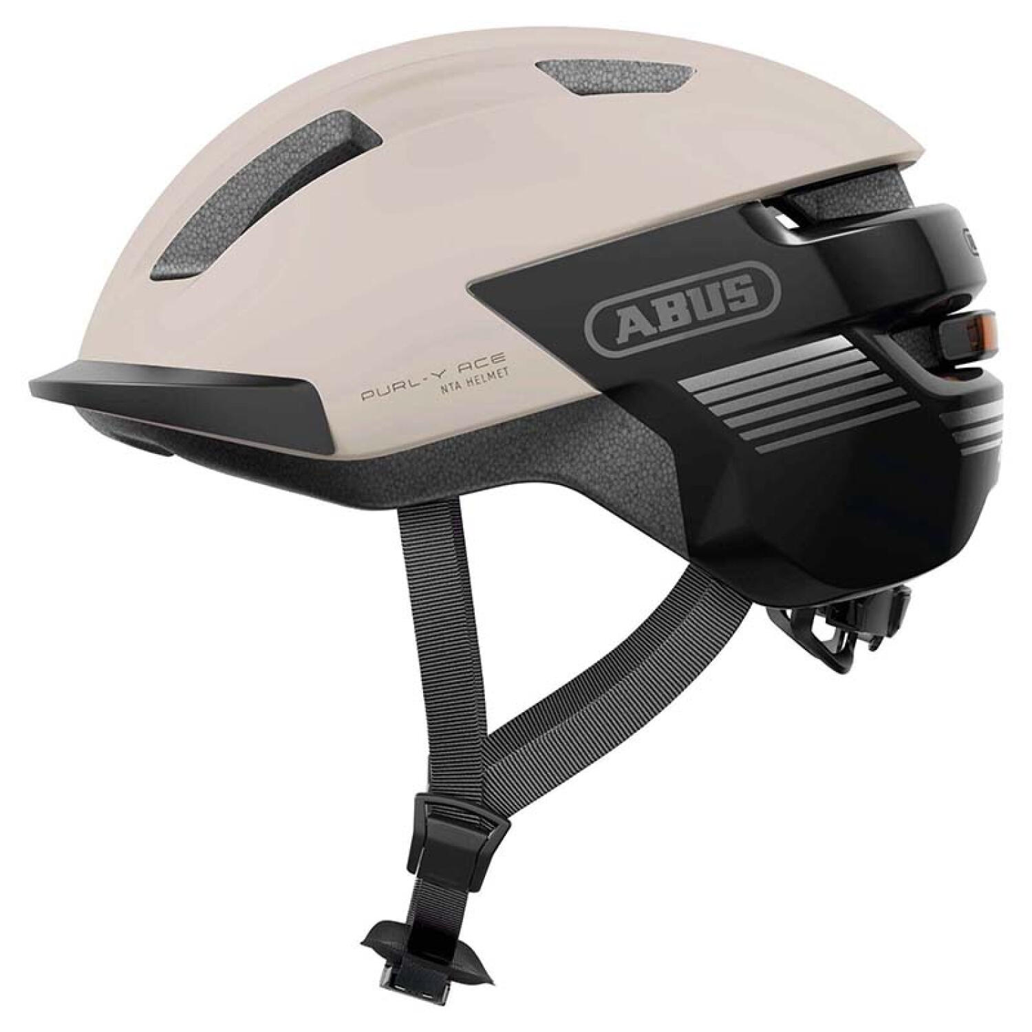 Kask rowerowy ABUS PURL-Y ACE ze światłem LED - odpowiedni do jazdy na rowerach elektrycznych i pedelekach - modny kask ochronny NTA dla dorosłych i nastolatków - beżowy, rozmiar M