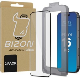 Bizon Szkło hartowane z ramką montażową Glass Aplikator do iPhone 16 Pro, 2 sztuki