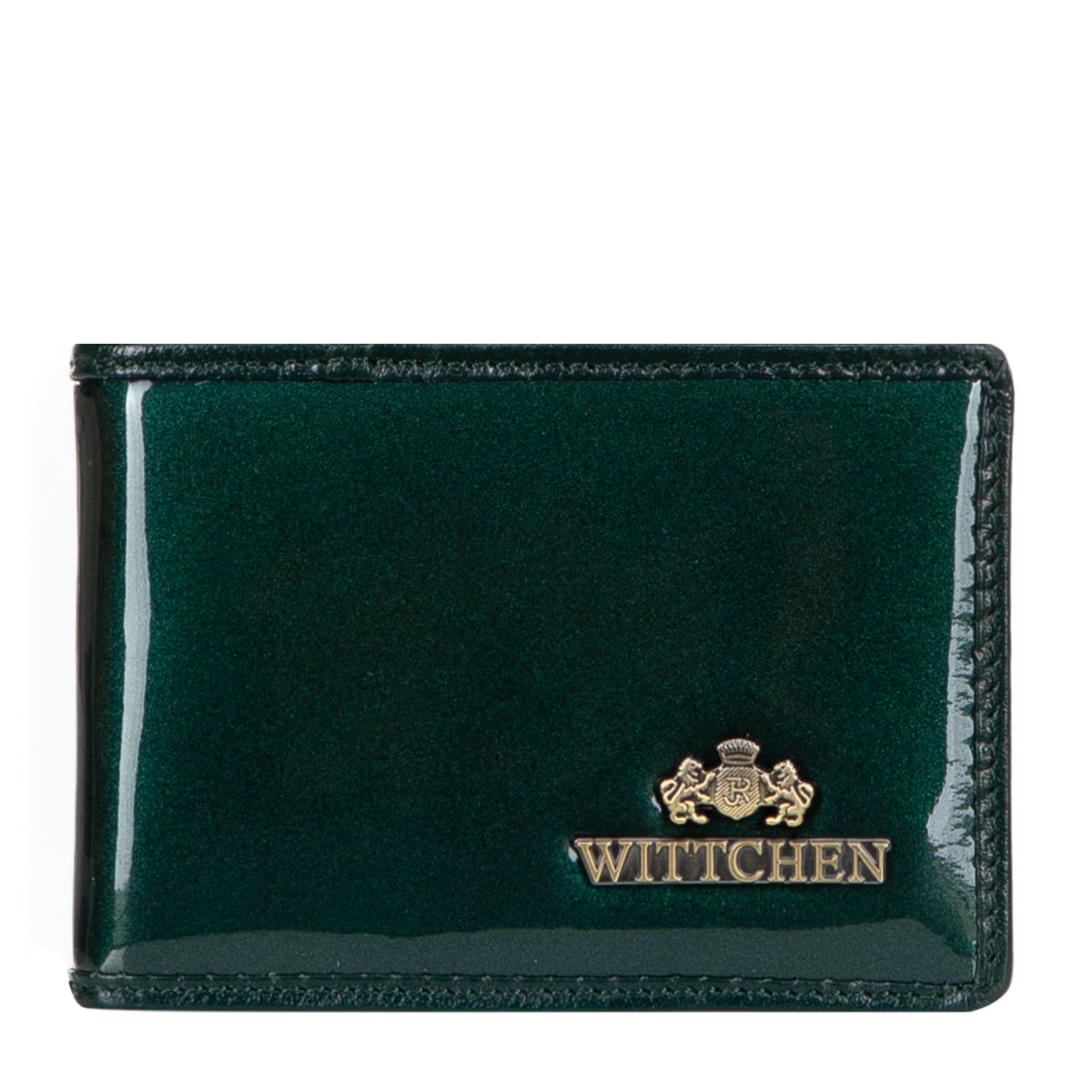 Etui na karty ze skóry lakierowanej zielone