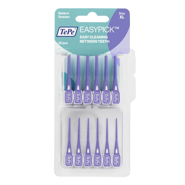 TePe TePe Easy Pick XL (fioletowe) - elastyczne wykałaczki do przestrzeni międzyzębowych z etui - 36 sztuk