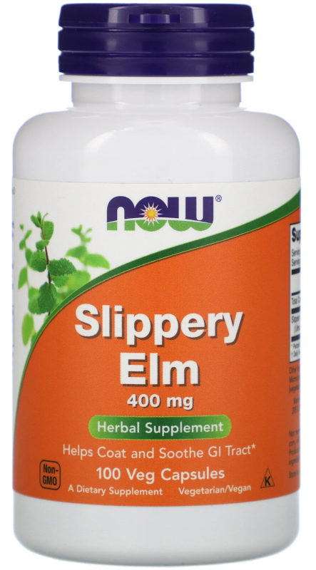 Now® Foods Slippery Elm (Czerwony Wiąz), 400 mg, 100 kapsułek roślinnych