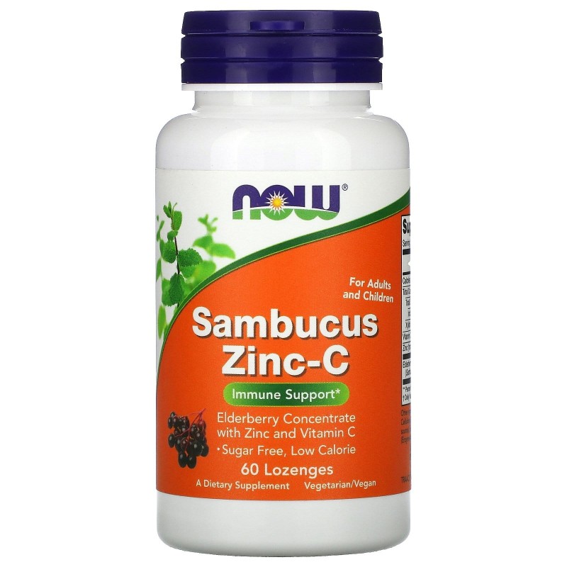 Now Foods Foods Sambucus Zinc-C - Cynk do ssania (60 tabl.)
