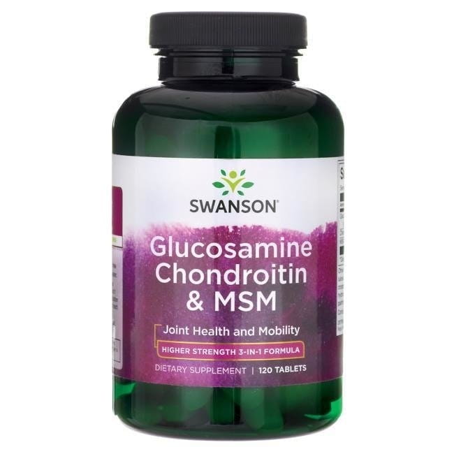 SWANSON Health Glukozamina 500mg Chondroityna 400mg I Siarka Organiczna 200mg Glukosamine Chondroitin & Msm 120 Tabletek