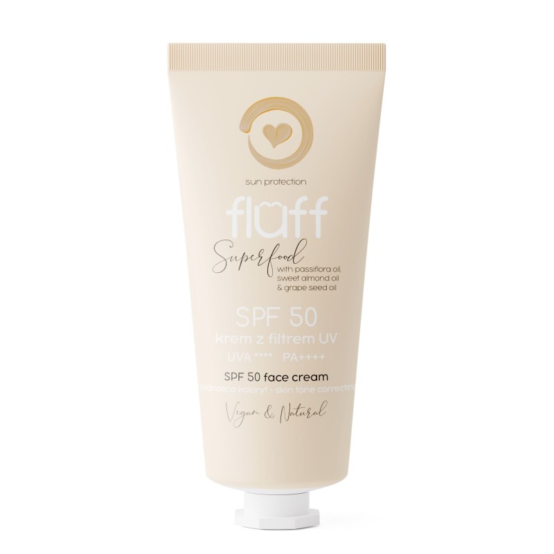 Fluff FLUFF - SUPERFOOD - SKIN TONE CORRECTING - Krem wyrównujący koloryt skóry - SPF 50 - 50 ml