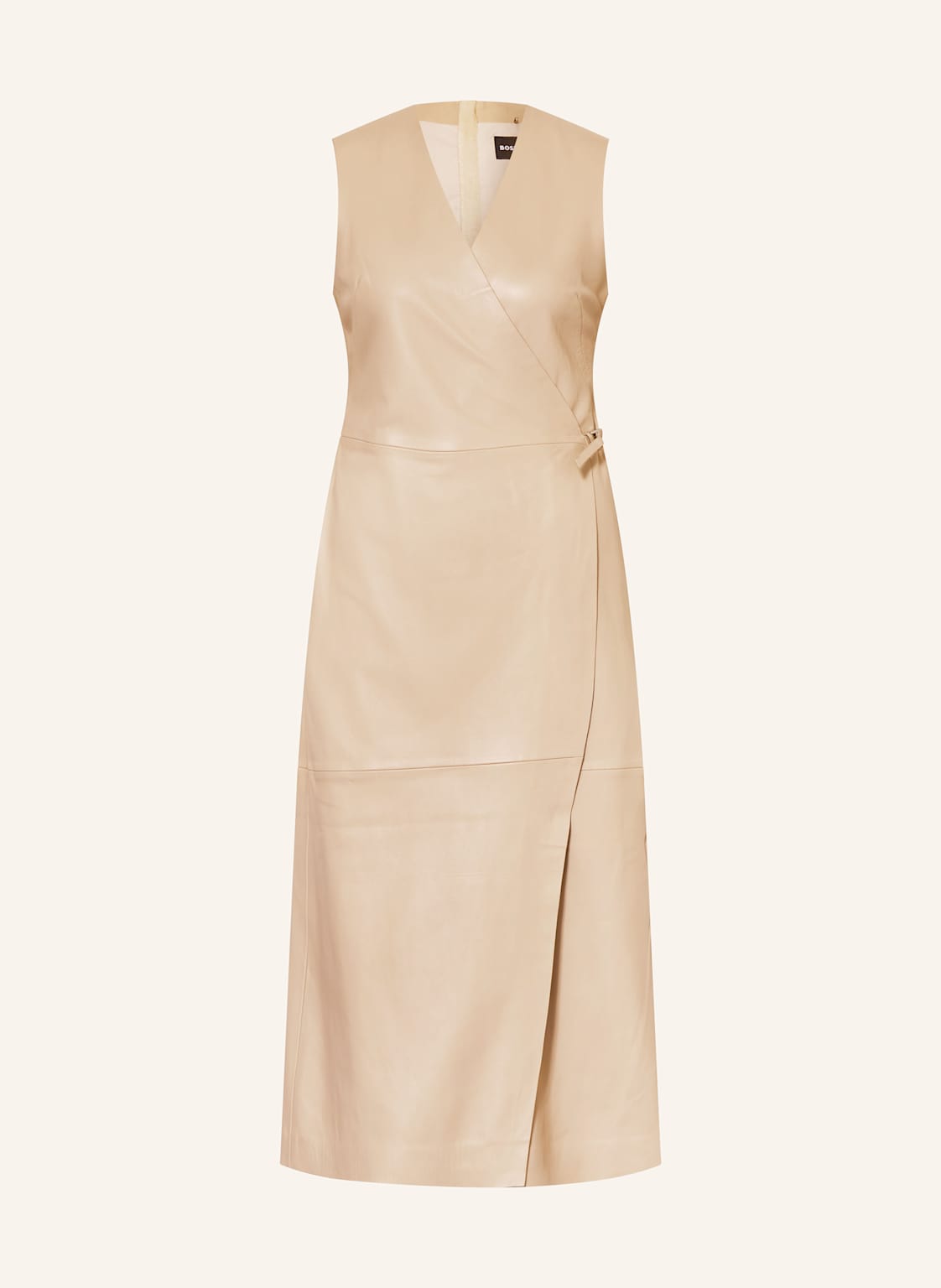 Boss Sukienka Skórzana Syesha W Stylu Kopertowym beige
