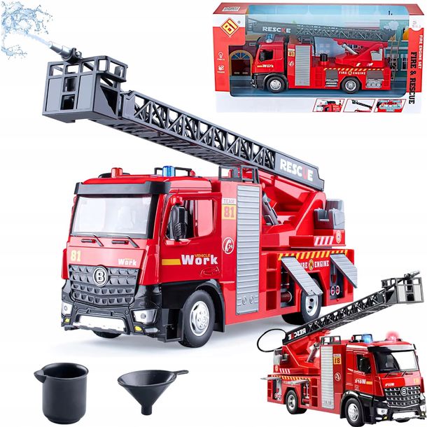 Straż Pożarna Wóz Strażacki Z Pompą Woda Auto Ciężarówka Samochód Drabina