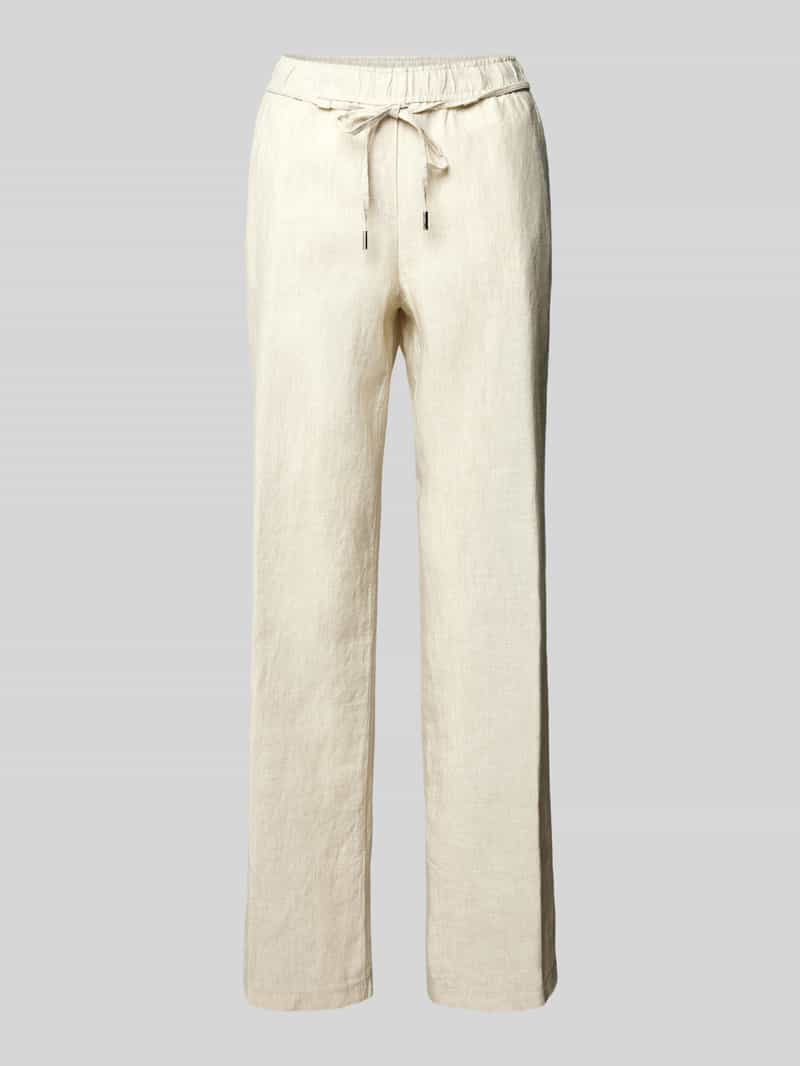 Spodnie lniane z prostą nogawką i wiązanym paskiem model ‘STYLE.FARINA’
